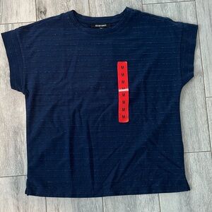 Ellen Tracy Navy Tee with Red Detail
